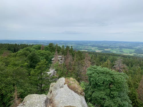 Zur Aussichtskanzel auf dem Großen Waldstein über die Saalequelle