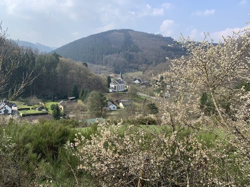 Romantischer Schwadenbach und Traumblicke bei Cassel und Herschbach