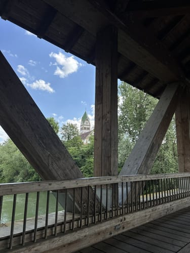 Auf dem Damm am Rhein: Um die Ketscher Rheininsel